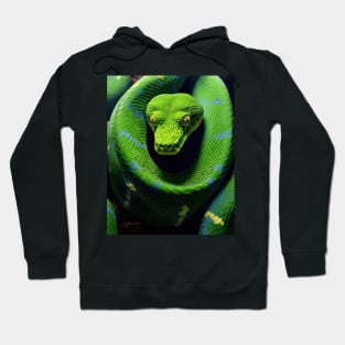 Vivid Realism: The Green Mamba in Oil Hoodie